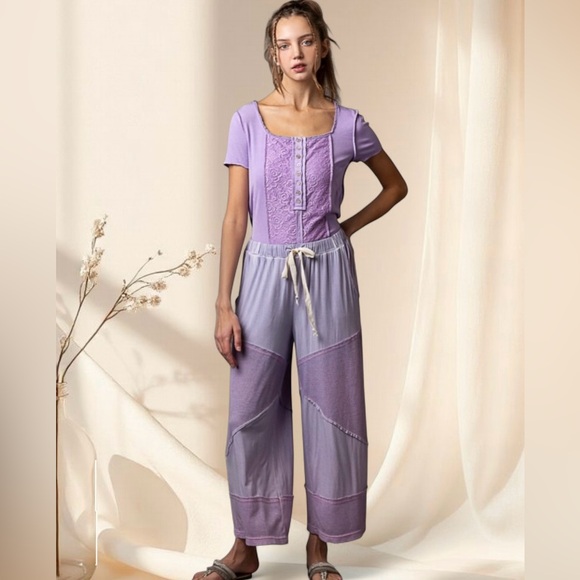 POL Lavender Wide-Leg Cropped Pants - Picture 3 of 9